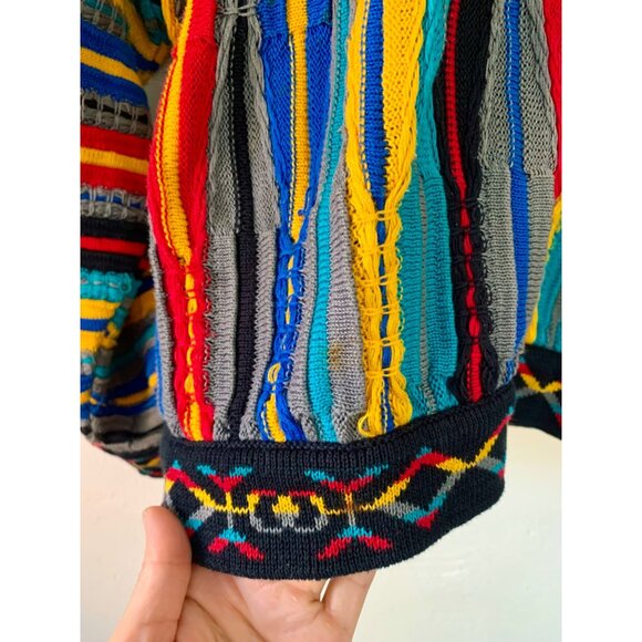 Vtg COOGI Multicolor Striped Sweater L100% Mercerised Cotton Made In Australia - Picture 4 of 11